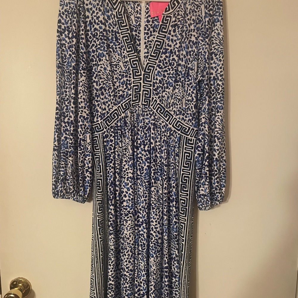 Lilly Pulitzer Blue and White Long Sleeve Dress